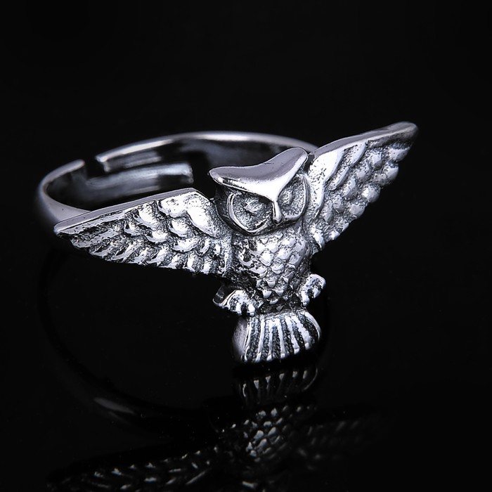 Кольцо "Совушка", цвет чернёное серебро