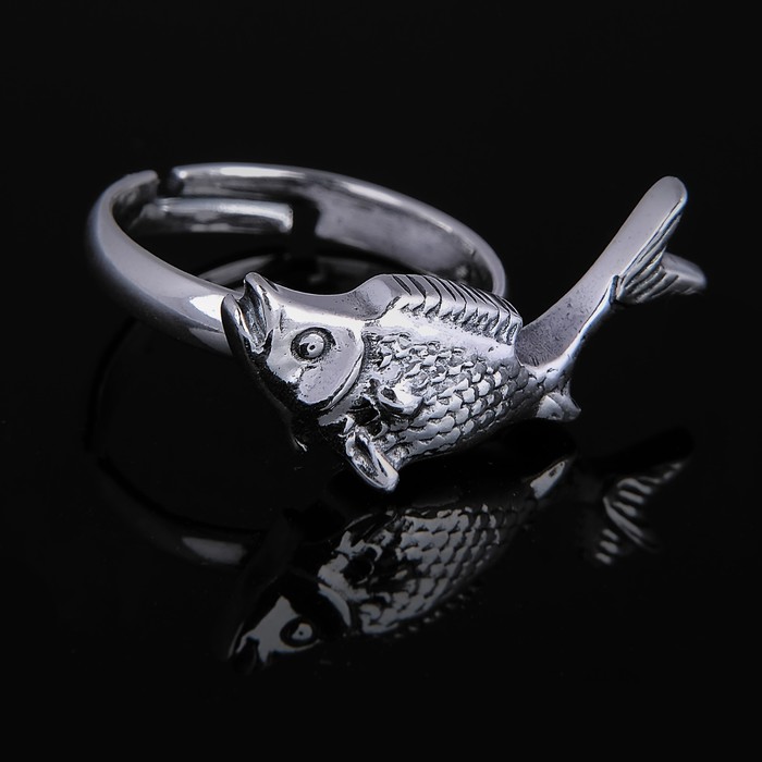 Кольцо "Лещ", цвет чернёное серебро
