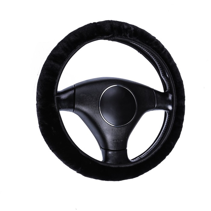 Оплетка на руль меховая размер, черный суперпушистая