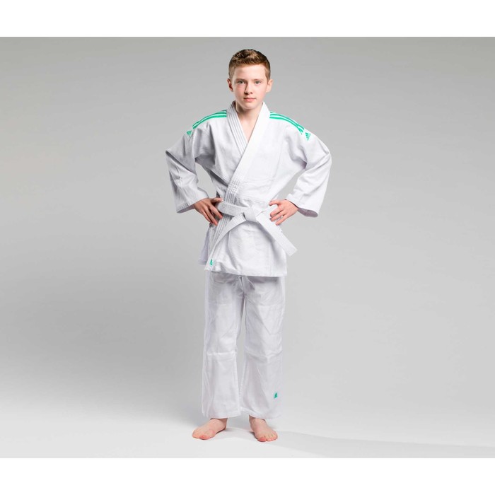 Кимоно для дзюдо Club, цвет белый с зеленым, р-р 160, 350 гр/м2