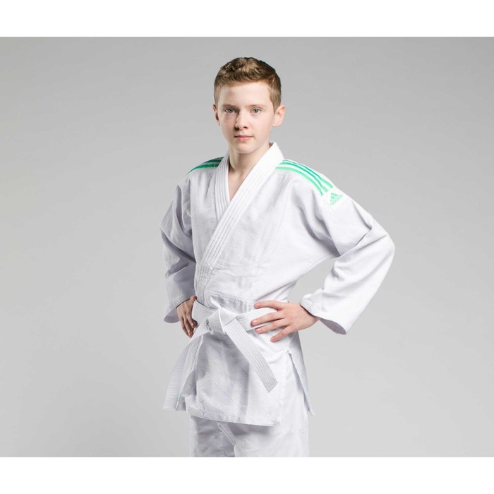 Кимоно для дзюдо Club, цвет белый с зеленым, р-р 160, 350 гр/м2