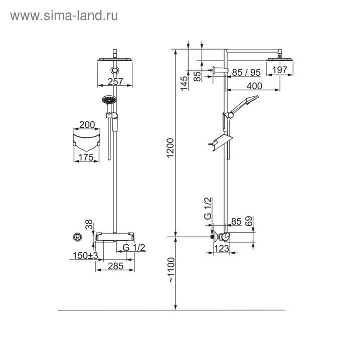 

Душевая система Oras Optima 7192U, термостат, с верхним душем Rain Shower