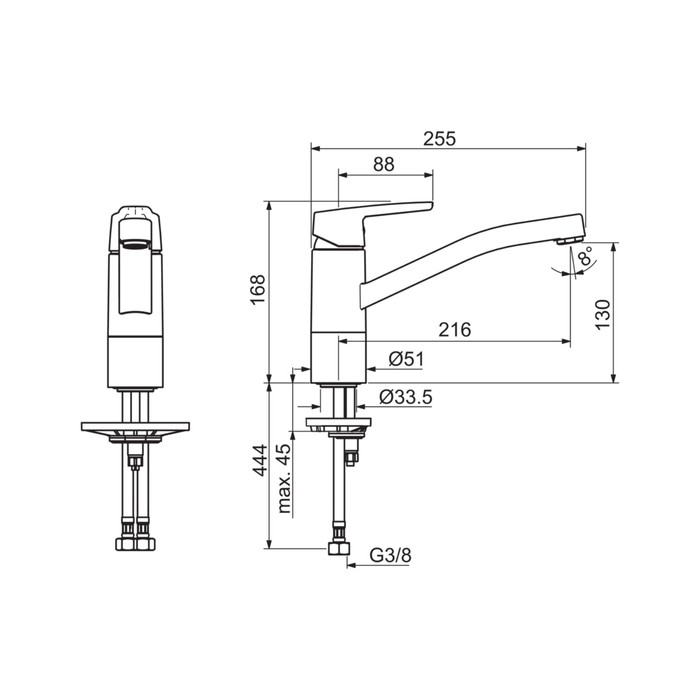Смеситель для кухни Oras Saga 3930F с поворотным изливом