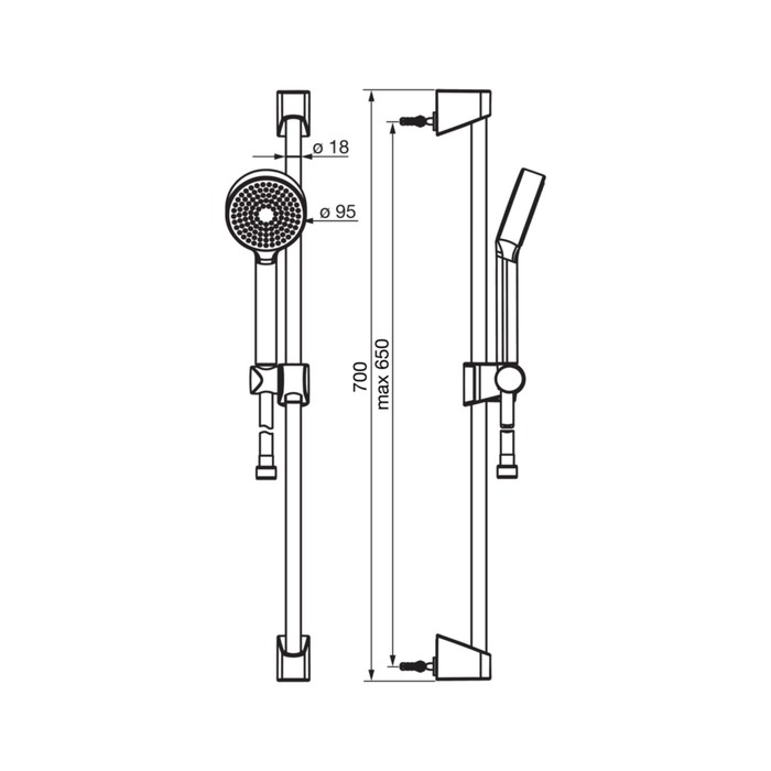 Душевой гарнитур Oras Appollo 547 с ручным душем, душевой штангой 650мм и шлангом 1750мм