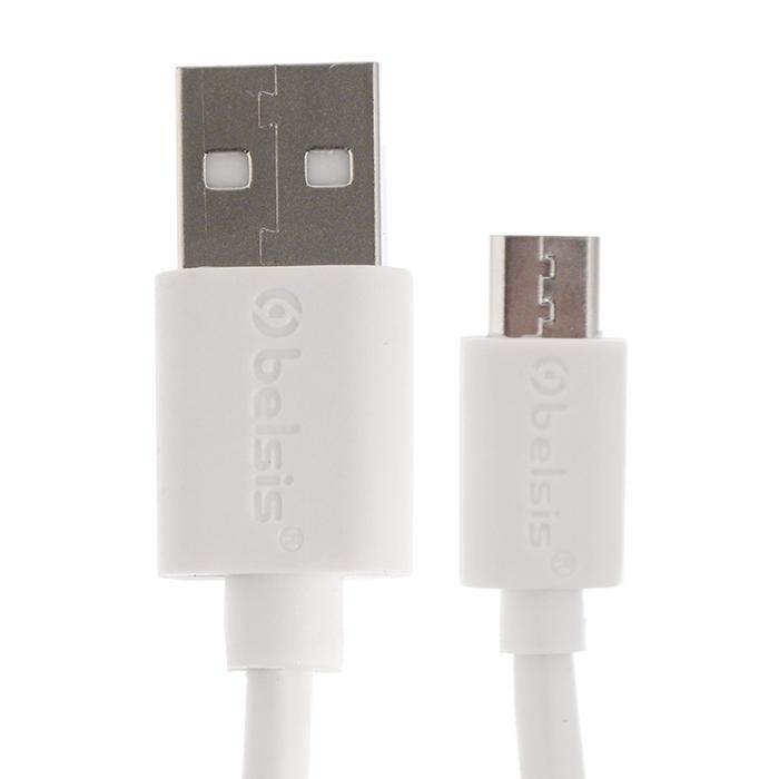 

Кабель Belsis, microUSB - USB, 1 А, 1 м, белый