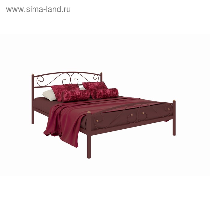 кровать вероника 1400×2000 мм металл цвет чёрный Кровать «Вероника плюс», 1400×2000 мм, металл, цвет коричневый