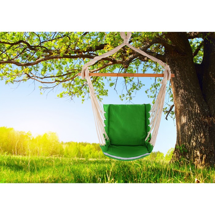 Кресло гамак из льна с поролоновыми вставками зеленый RGK-4