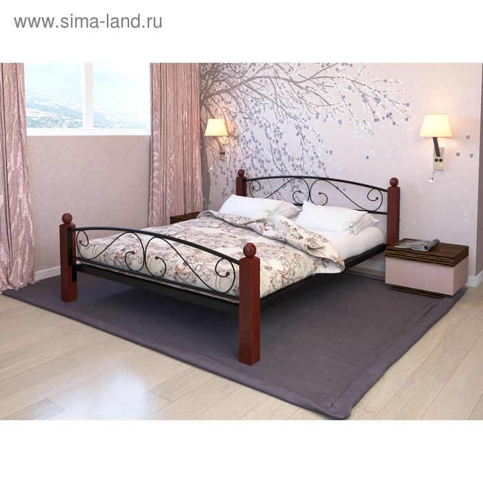 кровать вероника люкс плюс 1800×2000 мм металл цвет коричневый Кровать «Вероника Люкс Плюс», 1800×2000 мм, металл, цвет чёрный