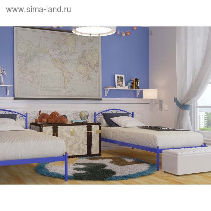 Кровать «Вероника Мини», 800×1900 мм, металл, цвет синий