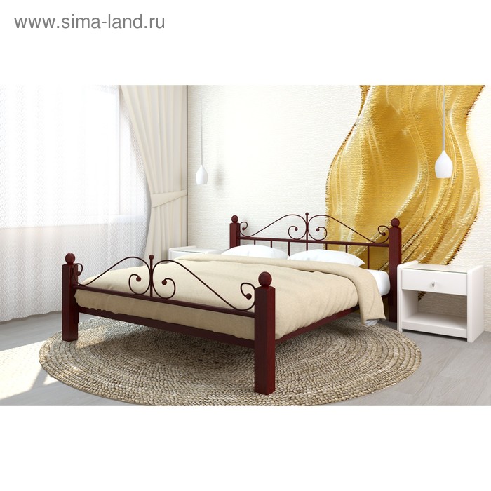 кровать вероника люкс плюс 1800×2000 мм металл цвет коричневый Кровать «Диана Люкс Плюс», 1800×2000 мм, металл, цвет коричневый