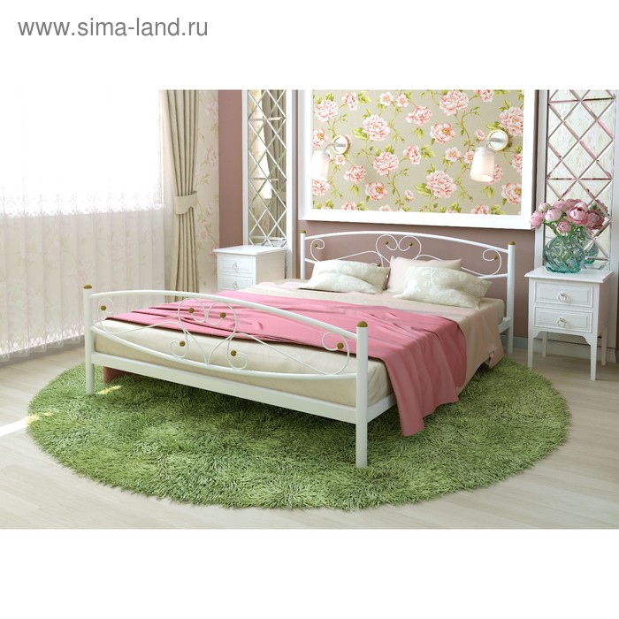 Кровать «Каролина Плюс», 1800×2000 мм, металл, цвет белый кровать ангелина плюс 1800×2000 мм металл цвет белый