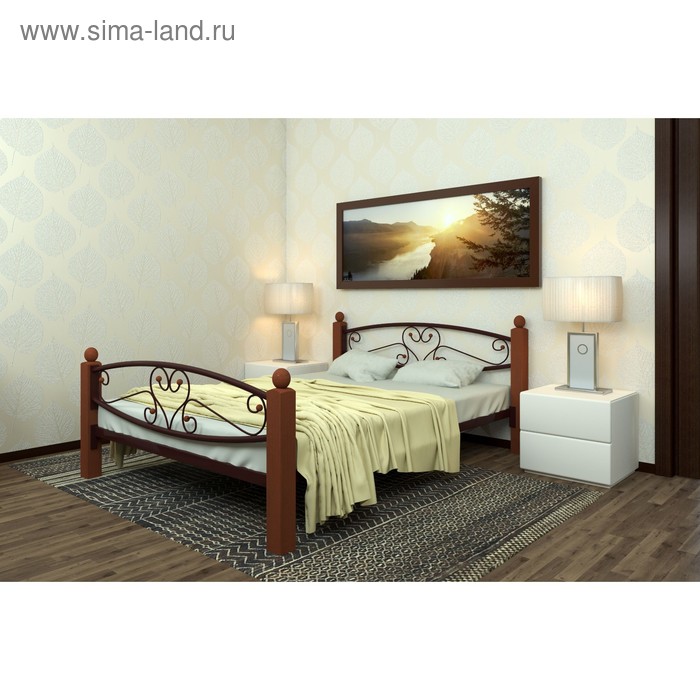 кровать вероника люкс плюс 1800×2000 мм металл цвет коричневый Кровать «Каролина Люкс Плюс», 1800×2000 мм, металл, цвет коричневый