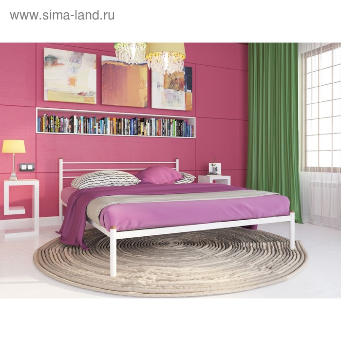 кровать милана 1800 × 2000 мм металл цвет белый Кровать «Милана», 1800×2000 мм, металл, цвет белый