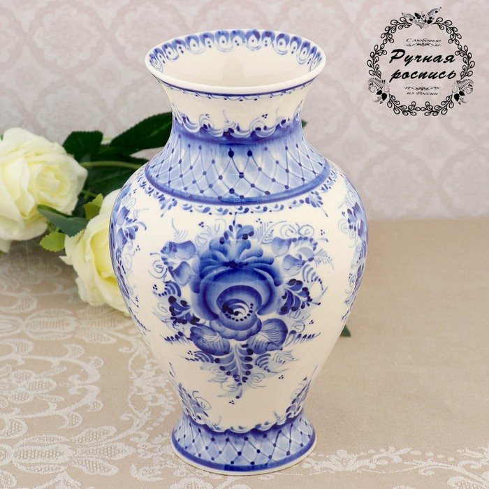 Ваза «Лена», гжель, фарфор, автор Замахина h=24 см