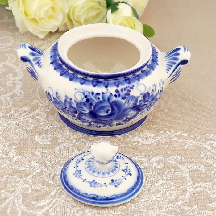 Жульенница большая «Бутон» гжель, фарфор, h=11 см