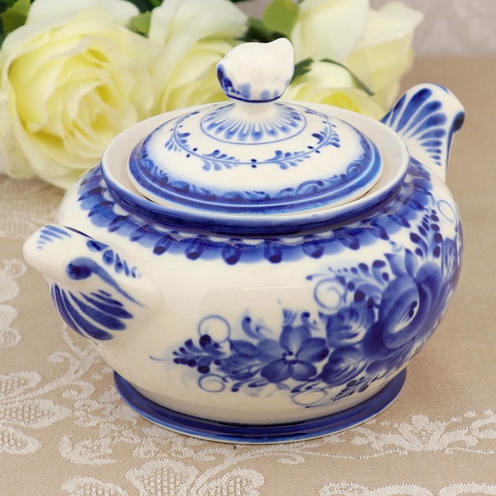 Жульенница большая «Бутон» гжель, фарфор, h=11 см