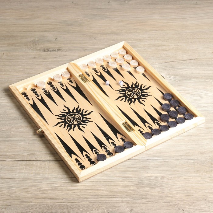 Настольная игра 2 в 1 "Класическая": нарды, шашки (доска дерево 40х40 см)