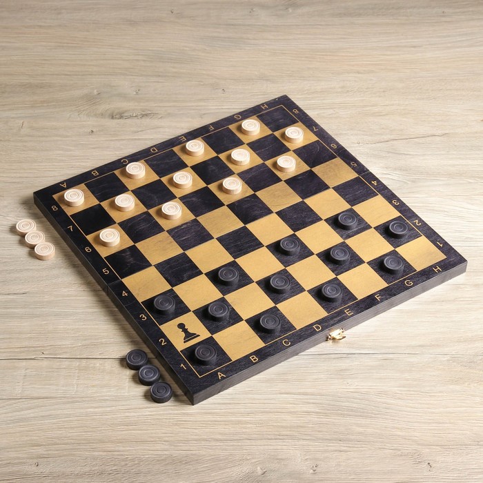Настольная игра 2 в 1 "Черное золото": нарды, шашки (доска дерево 40х40 см)