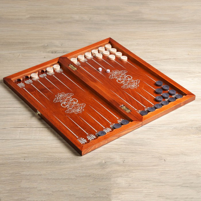 Нарды "Серебряный герб" (доска дерево 48х48 см)