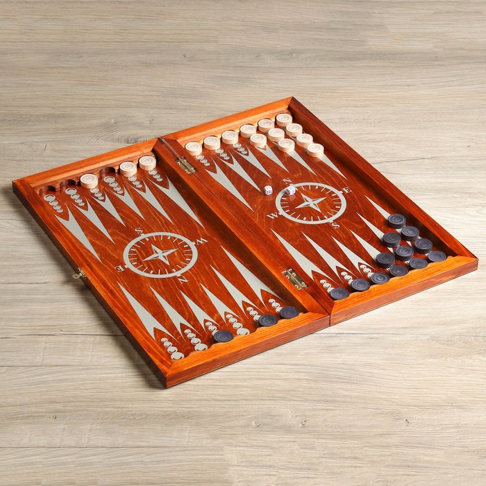 Нарды "Серебряный фрегат" (доска дерево 48х48 см)