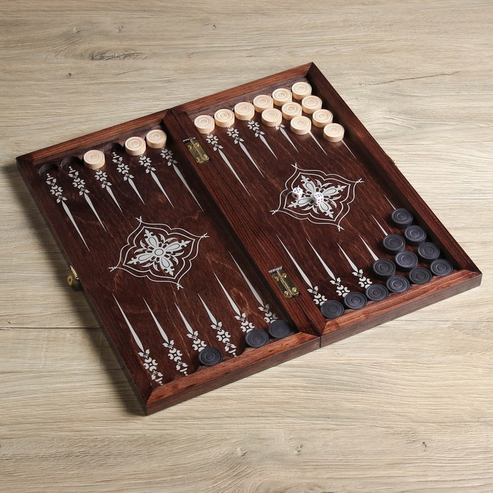 Нарды "Серебряные лилии" (доска дерево 40х40 см)