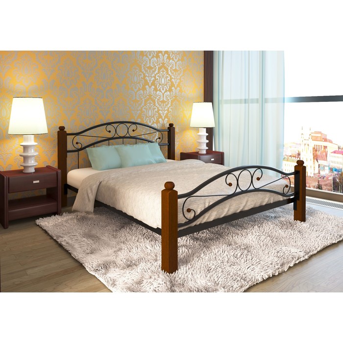 Кровать "Надежда Люкс Плюс", 200x180 cм, каркас чёрный