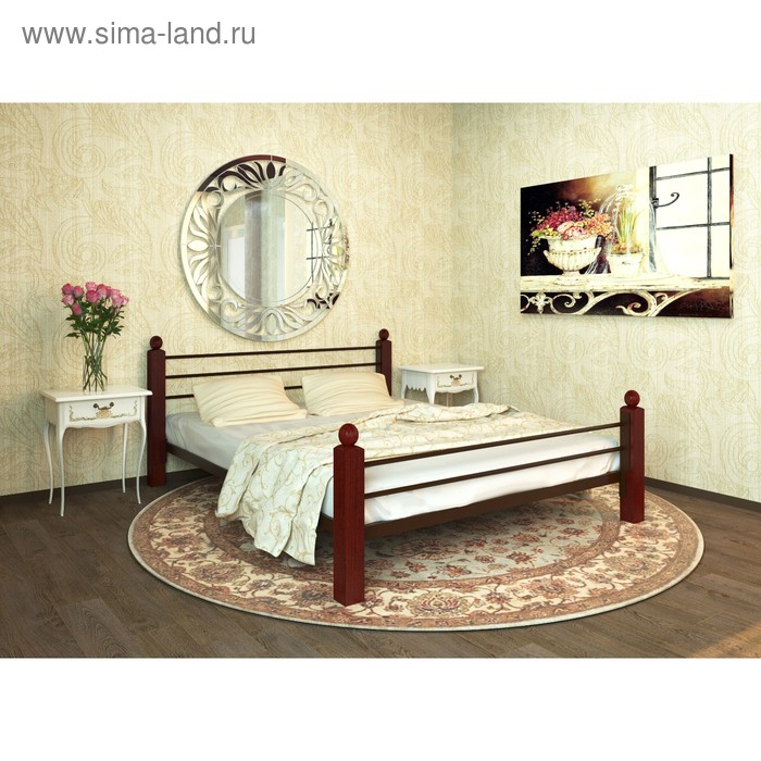 кровать милана 1600×2000 мм металл цвет белый Кровать «Милана Люкс Плюс», 1600×2000 мм, металл, цвет коричневый