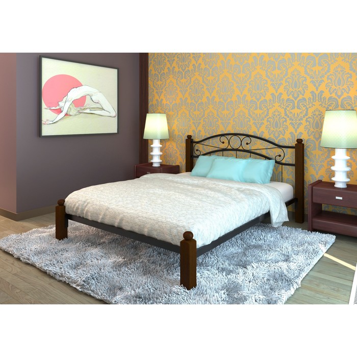 Кровать "Надежда Люкс", 200x140 cм, каркас чёрный