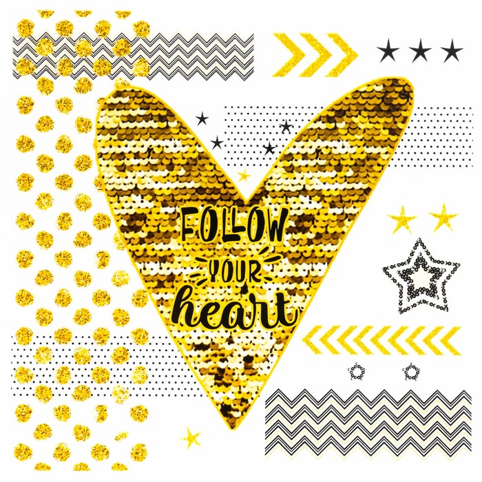 Термонаклейка для взрослых Follow your heart, 14 х 14 см
