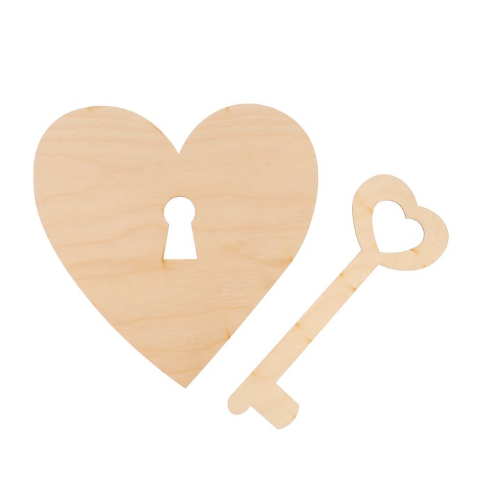 Основа для часов "Ключ от сердца"№18 из фанеры 25х25 см LH011780 (набор 2 детали)