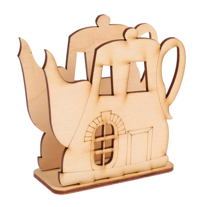 Салфетница "Чайник" №9  из фанеры 10х10х4 см LH011791(набор 3 детали)