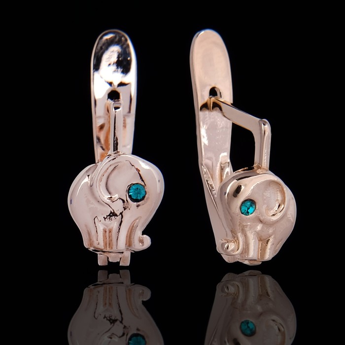 Серьги "Бумба", цвет зелёный в золоте