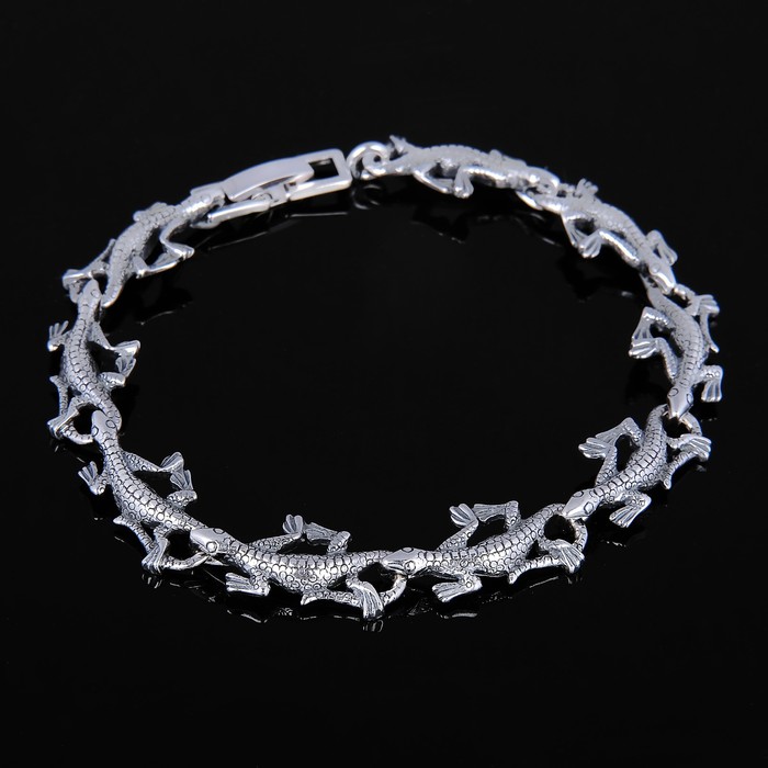 Браслет "Саламандра", цвет чернёное серебро