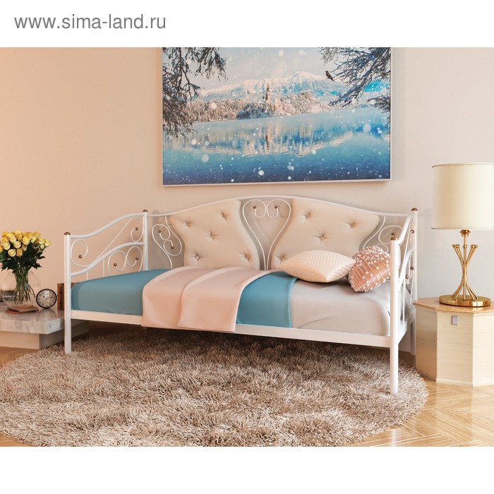Кровать «Тахта Юлия», 800×2000 мм, металл, цвет белый кровать тахта с ящиками стайл 800 × 2000 мм цвет дуб сонома белый