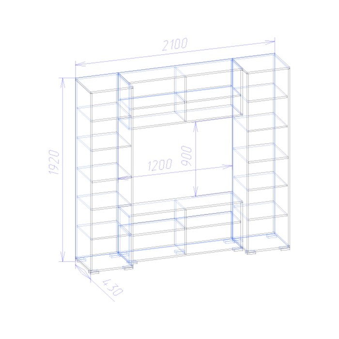 Гостиная "Аврора", 2100х450х1920 мм, цвет венге/ясень шимо светлый