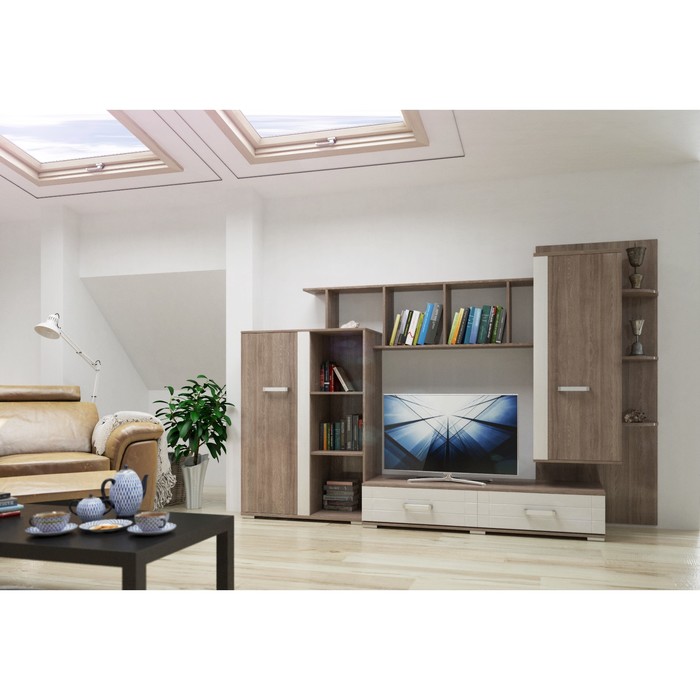 Гостиная &quot;Квадро&quot;, 2600х450х1720 мм, цвет ясень шимо тёмный/сандал