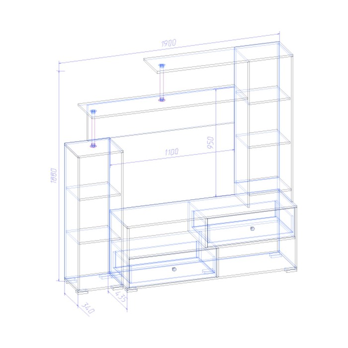 Гостиная "Нота 2", 2700х520х2020 мм, цвет венге/ясень шимо тёмный