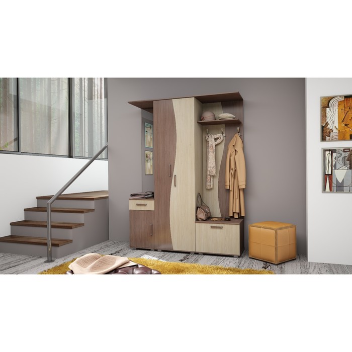 Прихожая "Орион", 1600х420х2120 мм, цвет ясень шимо тёмный/ясень шимо светлый