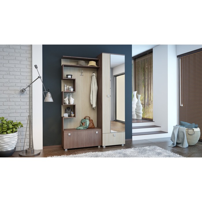 Прихожая "Далис", 1500х420х2120 мм, цвет ясень шимо тёмный/ясень шимо светлый