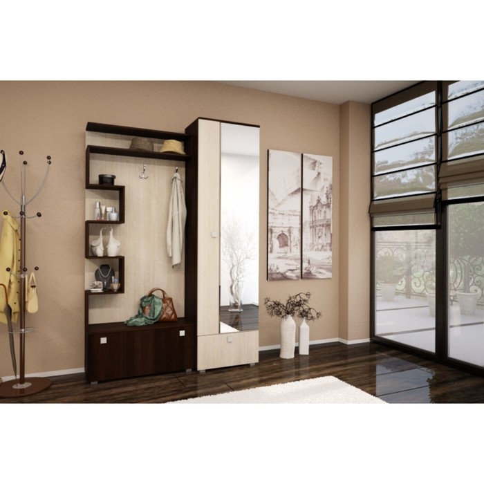 Прихожая "Далис", 1500х420х2120 мм, цвет венге/ясень шимо светлый