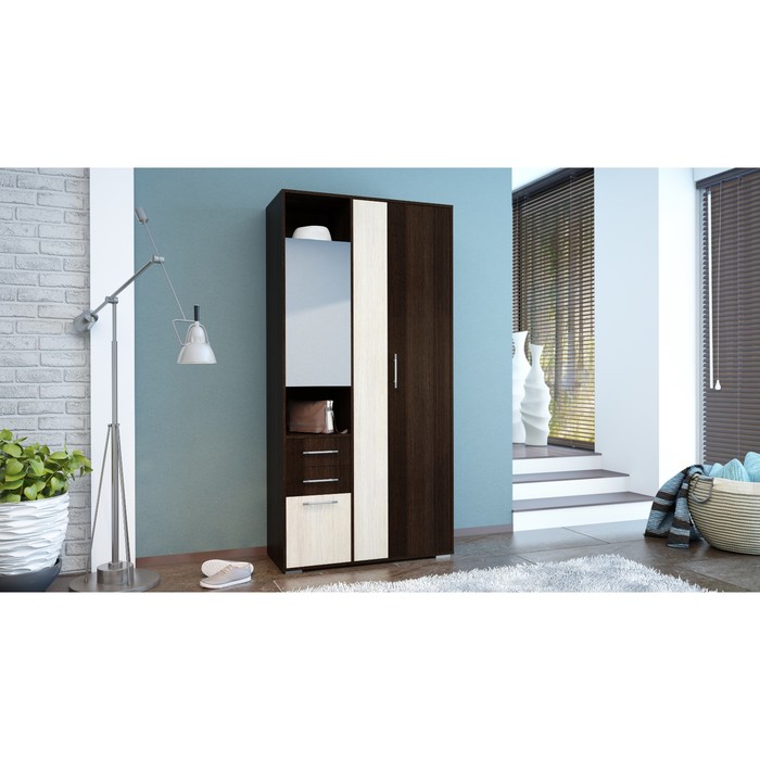 Прихожая "Премьера 1", 1000х430х2000 мм, цвет венге/ясень шимо светлый