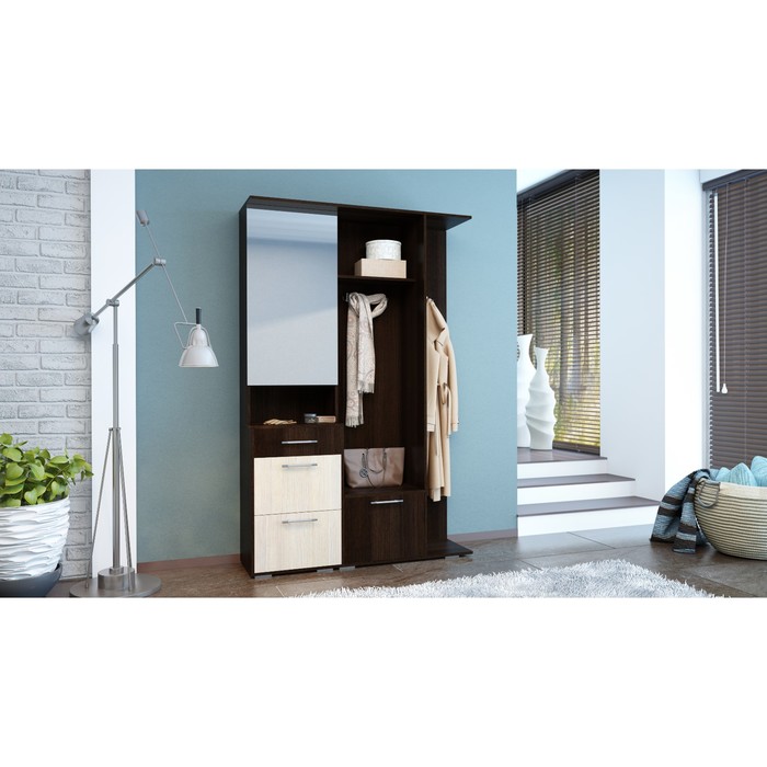 Прихожая "Премьера 2", 1300х380х2000 мм, цвет венге/ясень шимо светлый