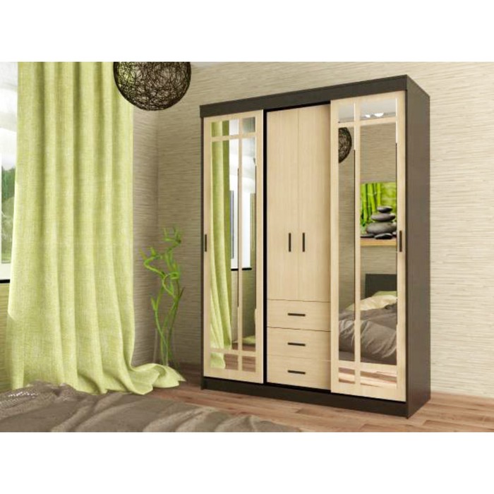 Шкаф-купе "Комфорт 2", 1600х600х2200 мм, цвет венге/ясень шимо светлый