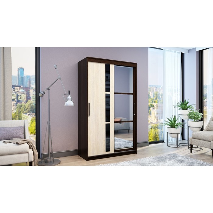 Шкаф-купе "Комфорт 9", 1500х600х2300 мм, цвет венге/ясень шимо светлый