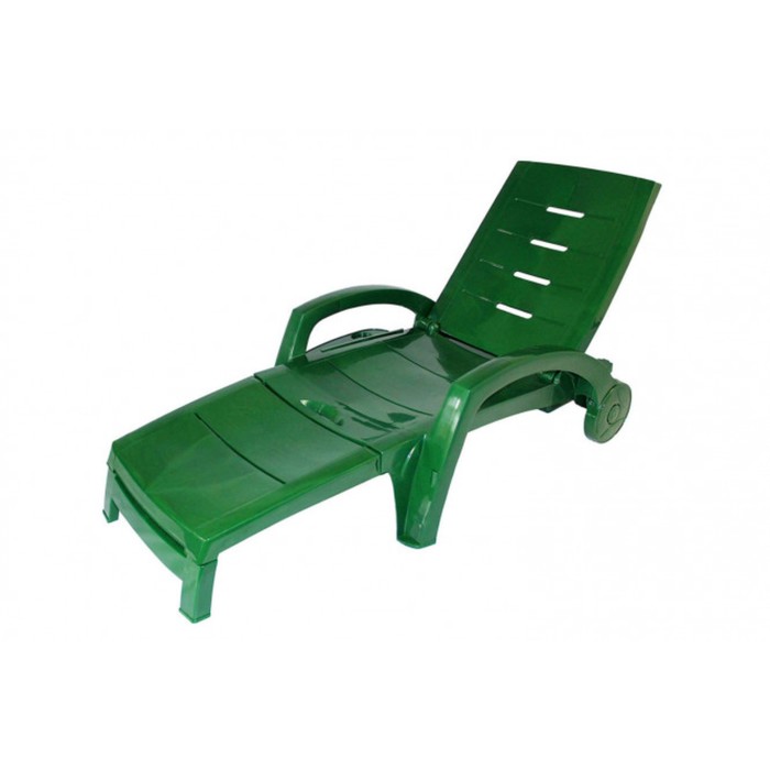 Шезлонг на колёсах, цвет тёмно-зелёный