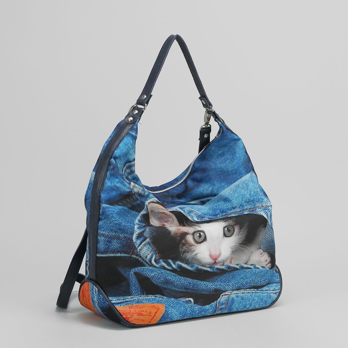 Сумка-рюкзак женская "Котенок", отдел с перегородкой на молнии, ручки-трансформер