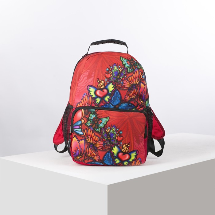 Сумка-рюкзак молодёжная "Бабочки", отдел на молнии, наружный карман