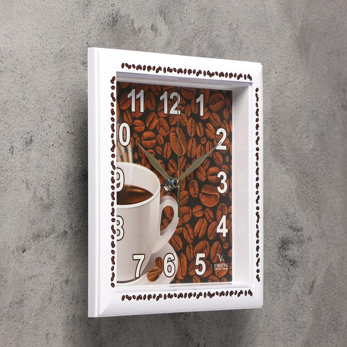 Часы настенные квадратные "Зерна кофе", кухонные