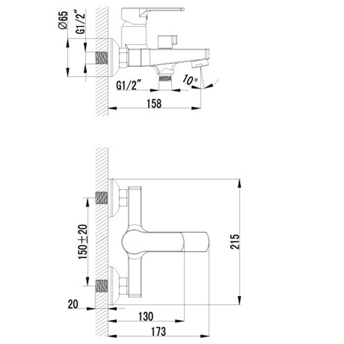 Смеситель для ванны Lemark Plus Grace LM1512C