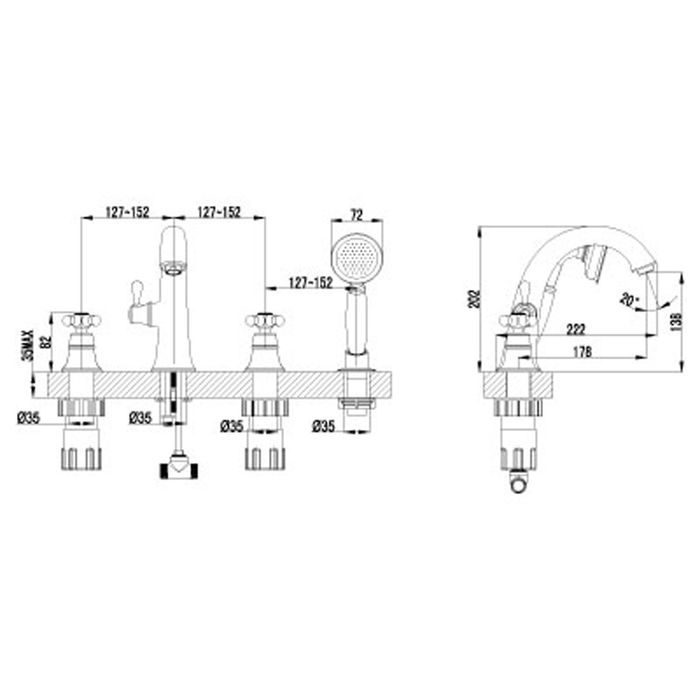 Смеситель для ванны встраиваемый Lemark Vintage LM2841B